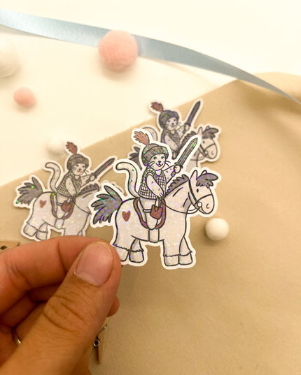 Glitzersticker Katzen "Ritterkatze"