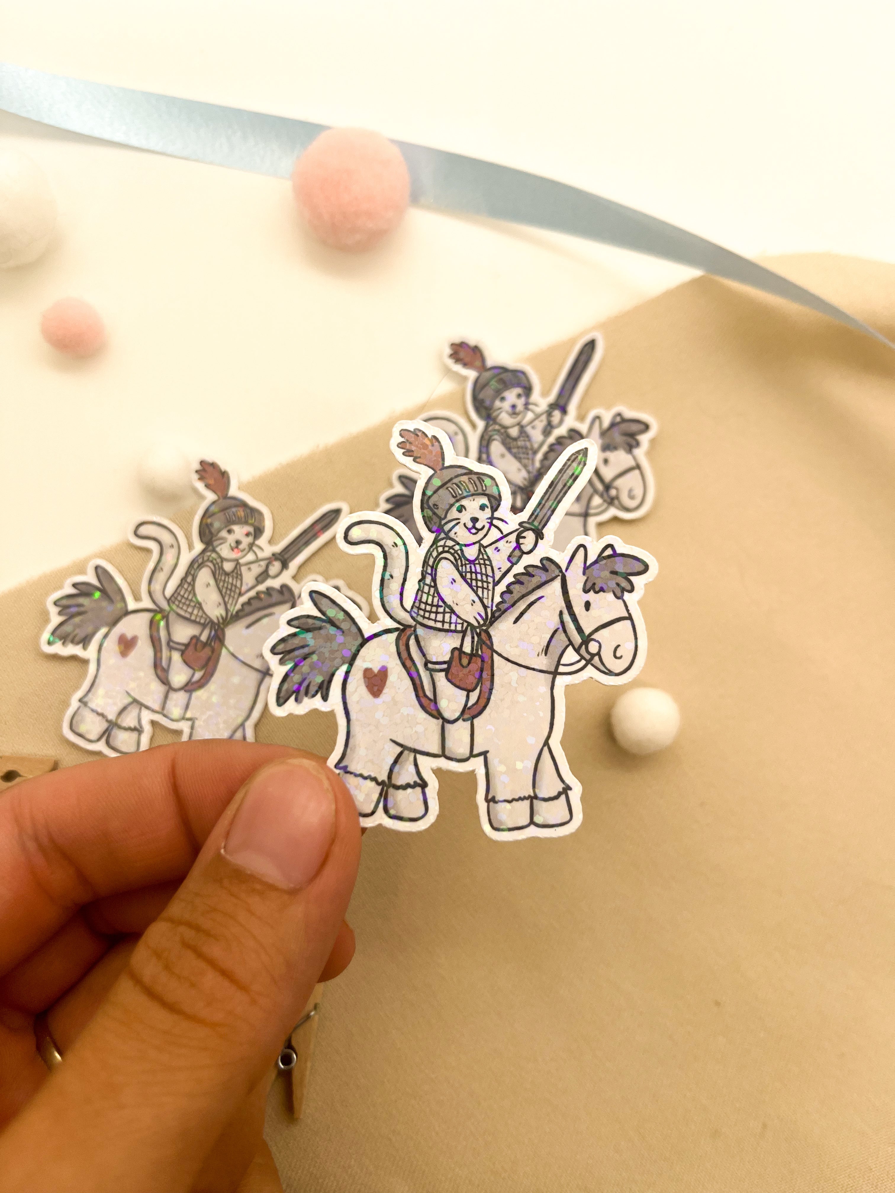 Glitzersticker Katzen "Ritterkatze"