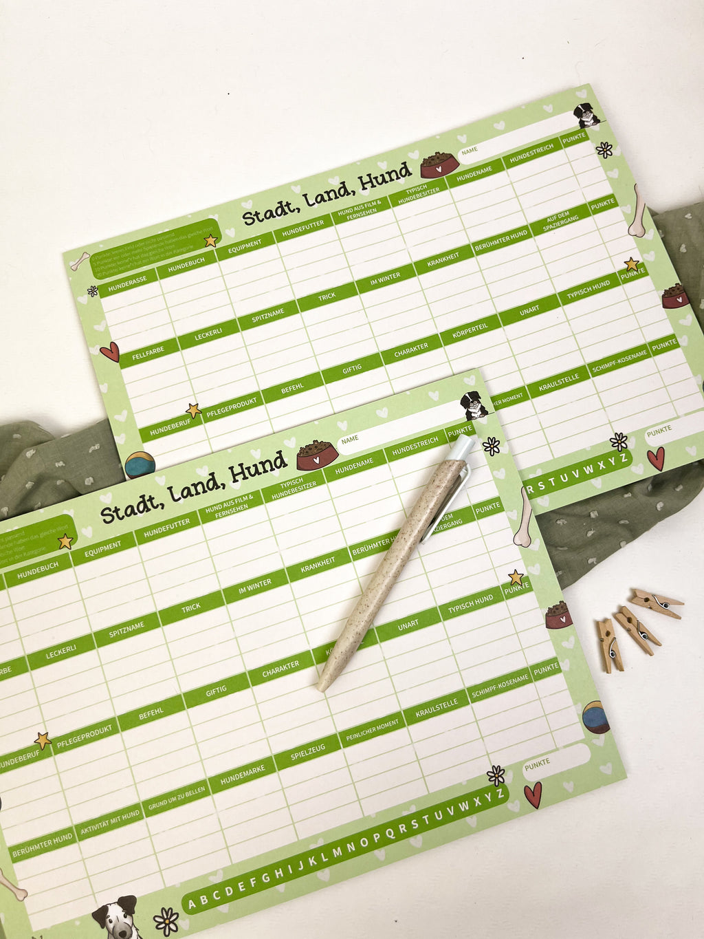 Spielblock Stadt Land Hund – A5 Block 25 Blatt