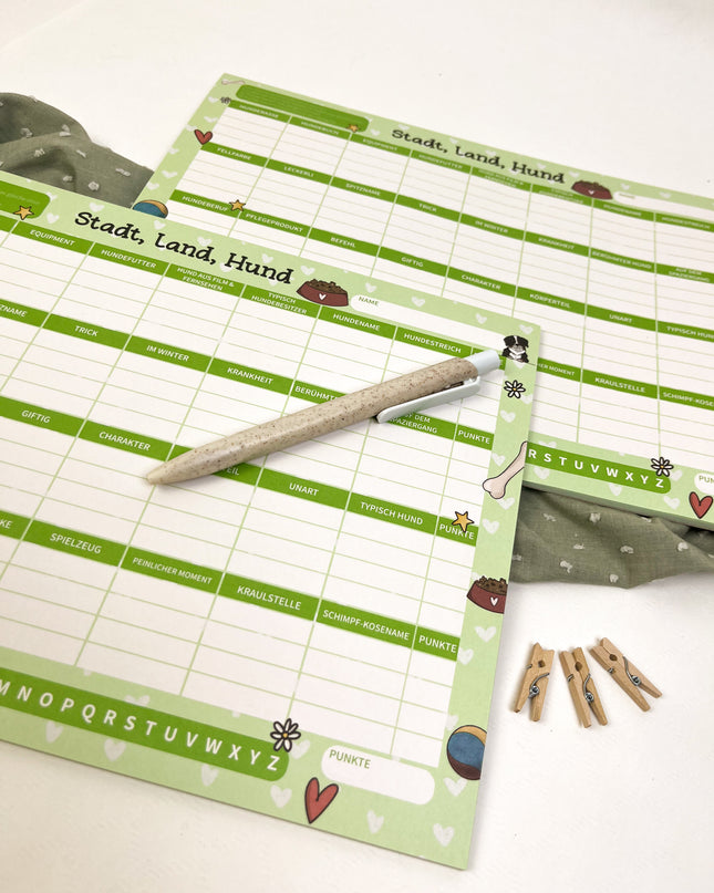 Spielblock Stadt Land Hund – A5 Block 25 Blatt