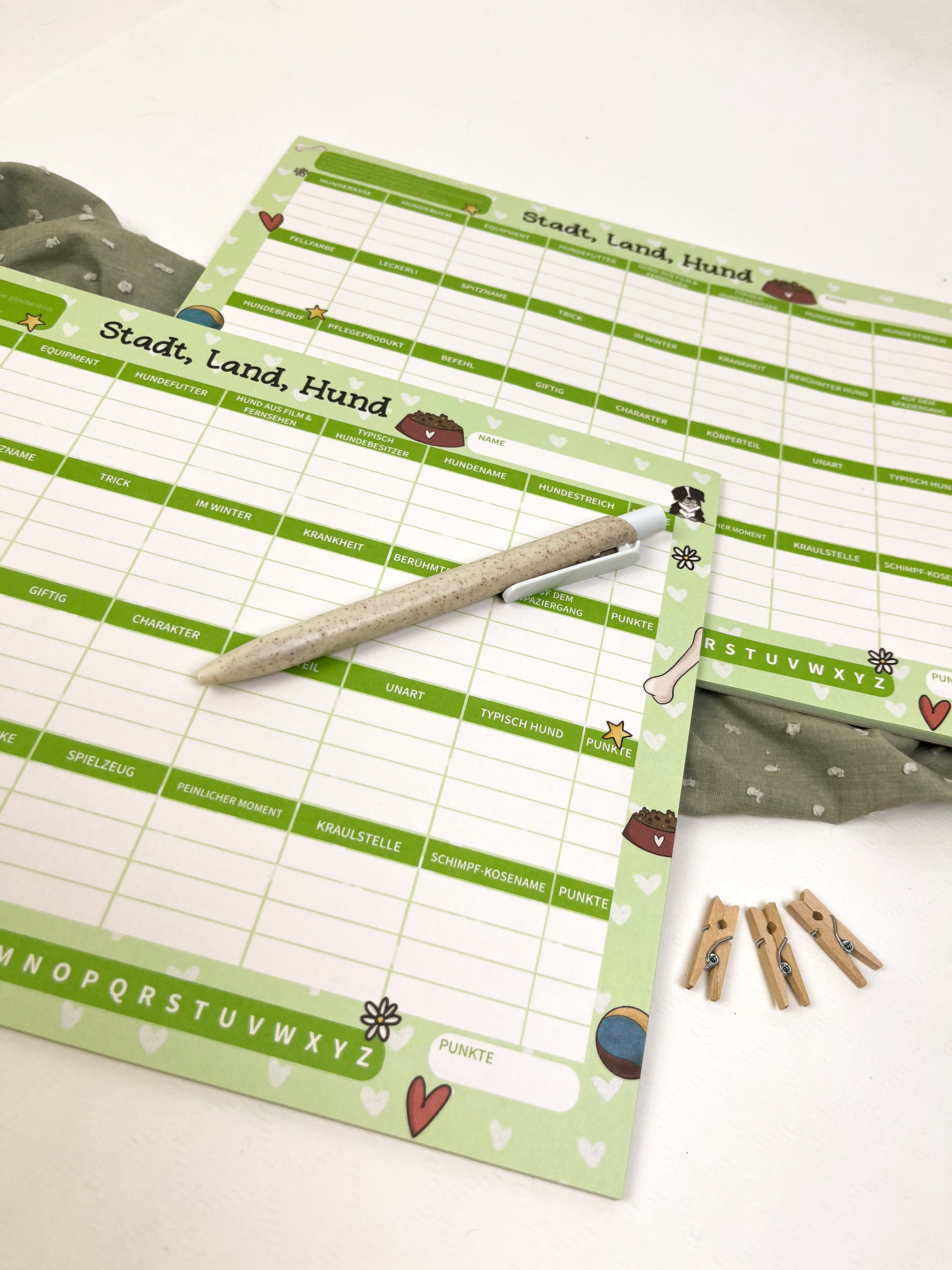 Spielblock Stadt Land Hund – A5 Block 25 Blatt