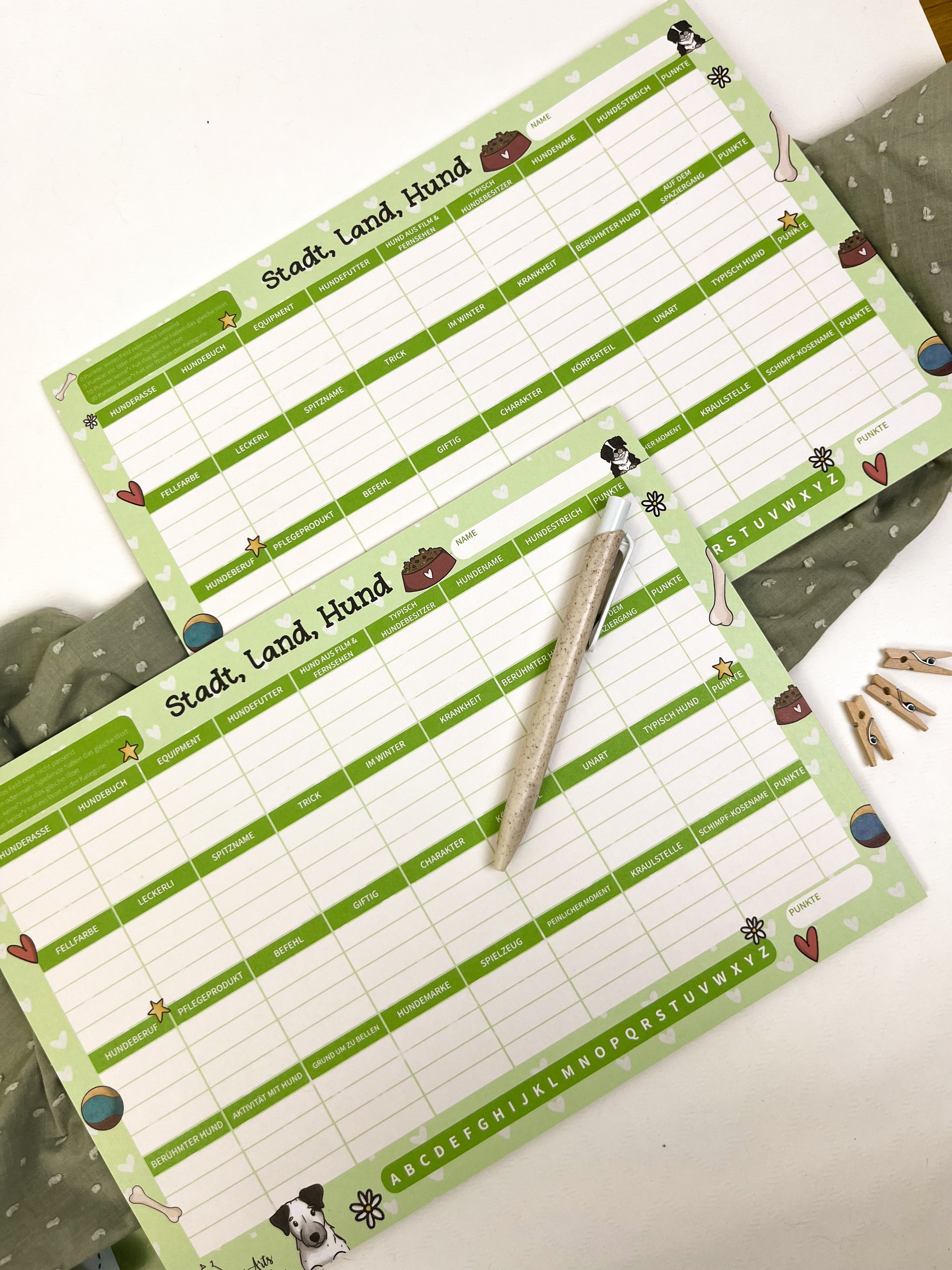 Spielblock Stadt Land Hund – A5 Block 25 Blatt