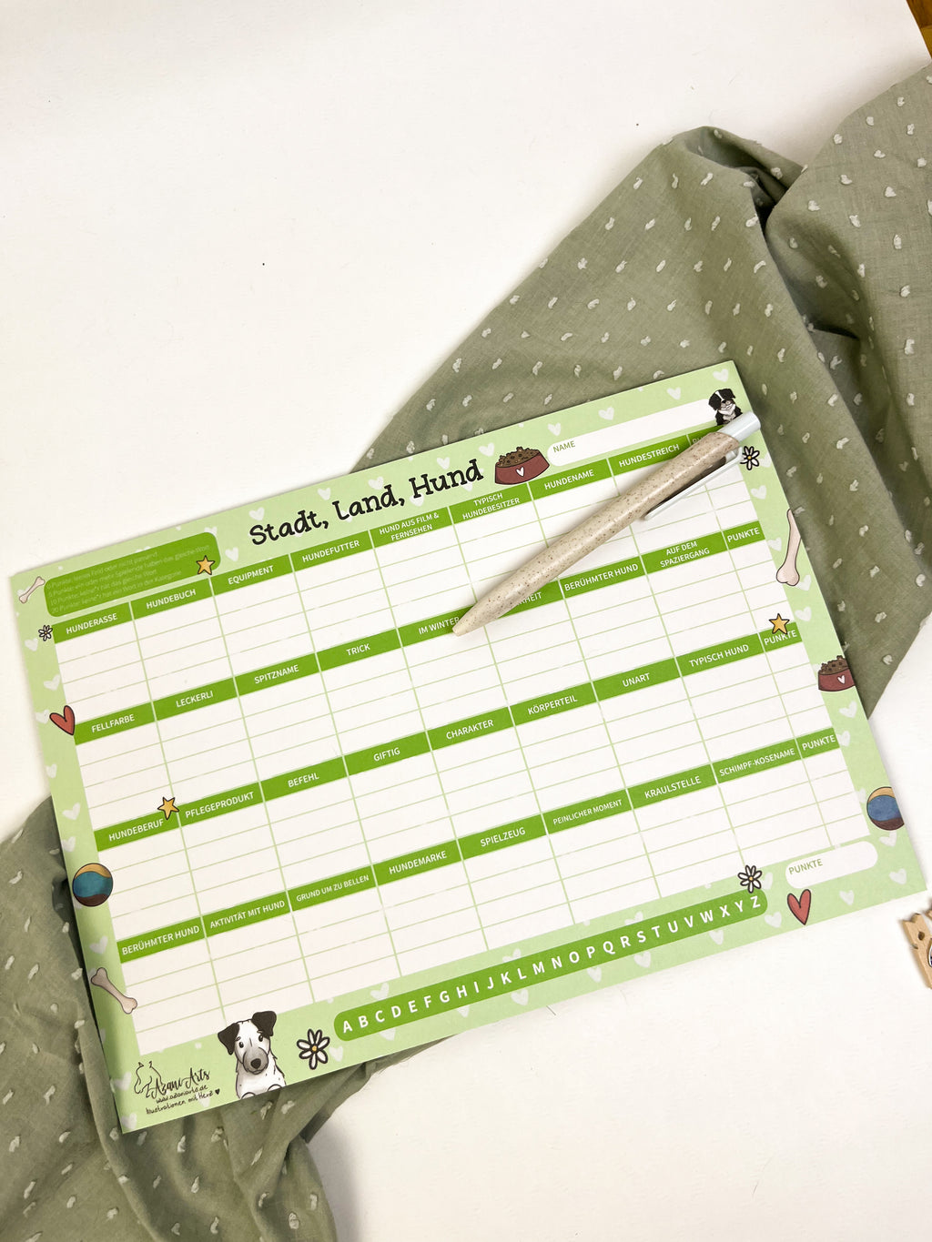 Spielblock Stadt Land Hund – A5 Block 25 Blatt