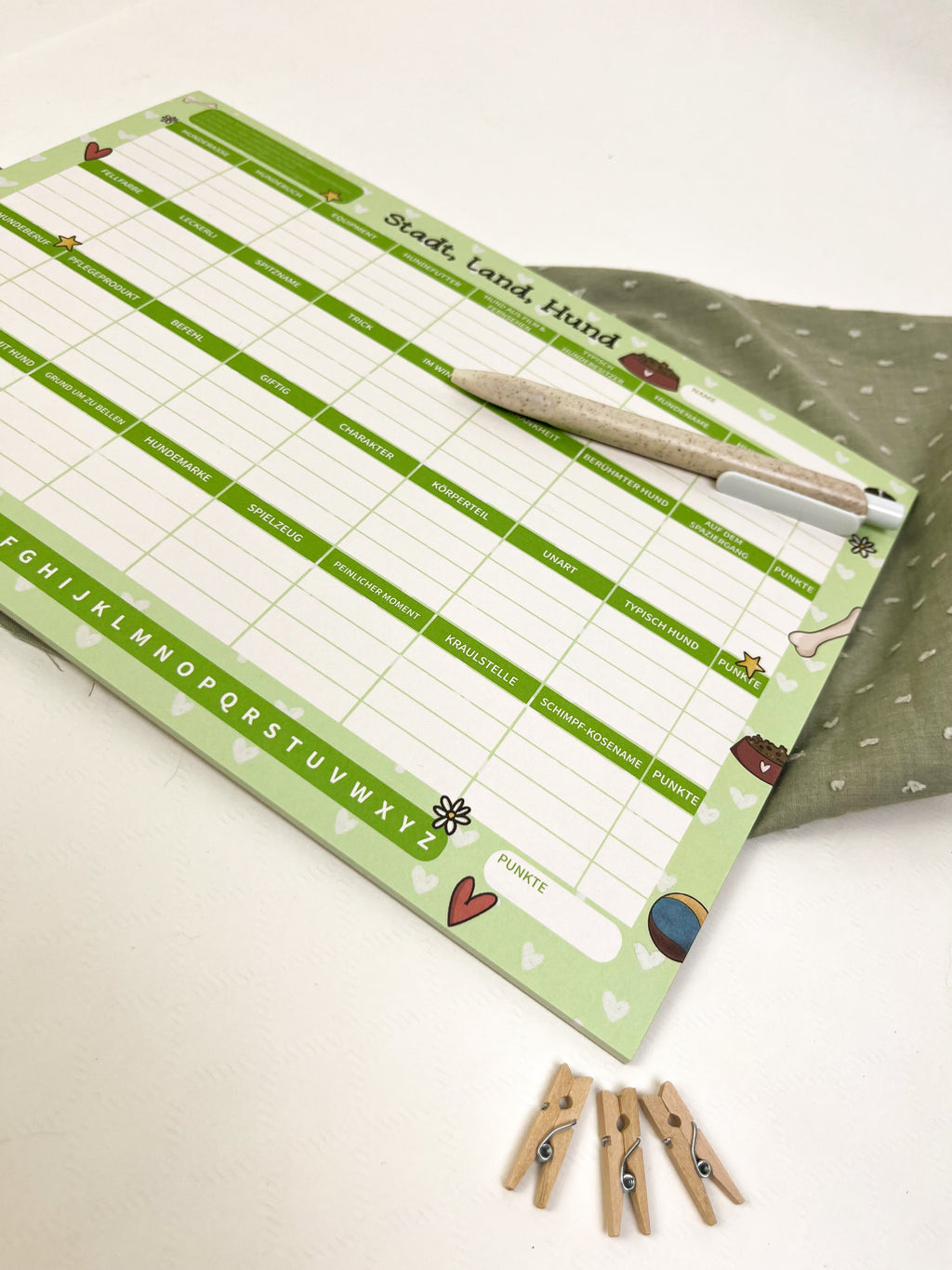 Spielblock Stadt Land Hund – A5 Block 25 Blatt