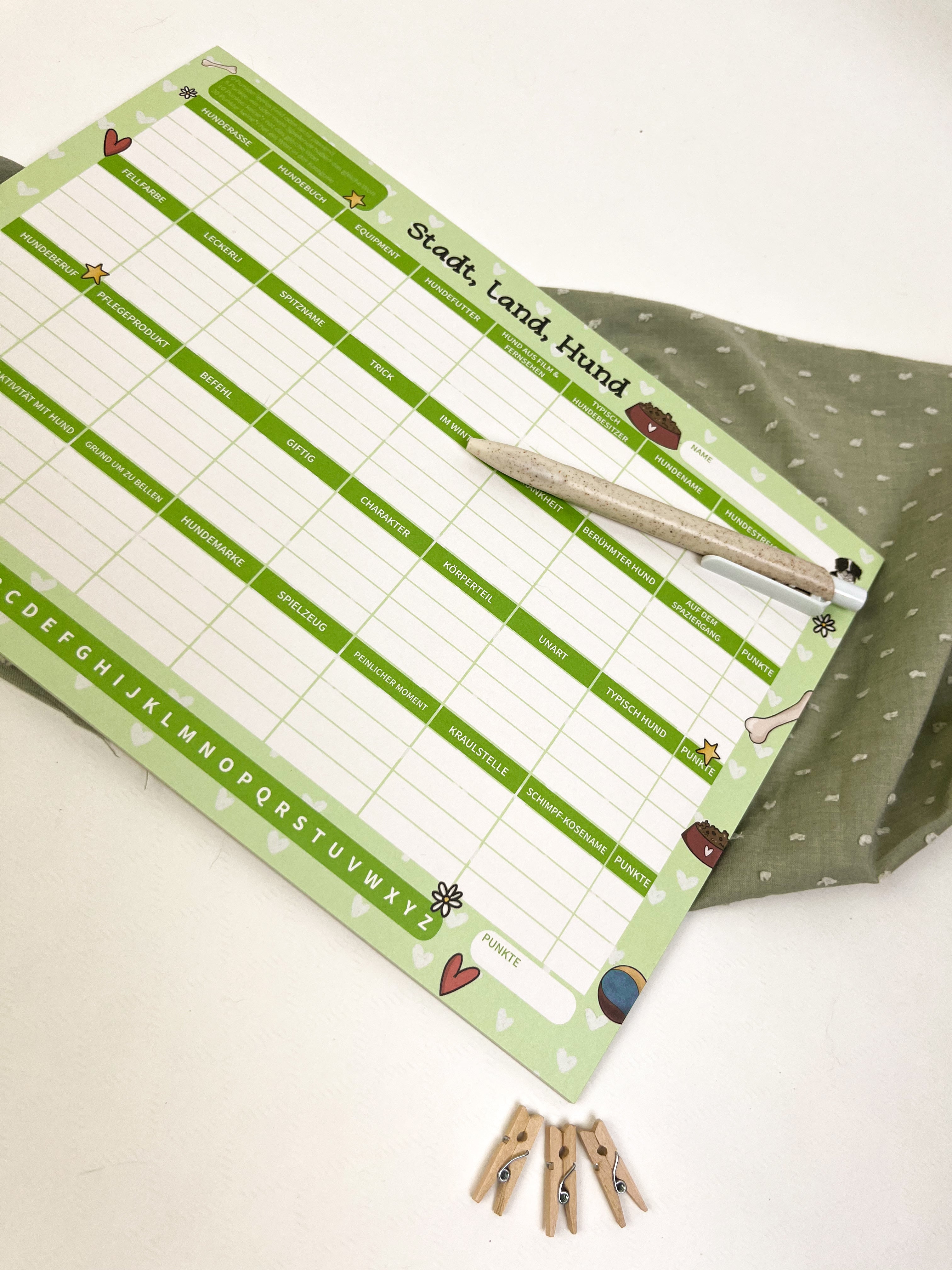 Spielblock Stadt Land Hund – A5 Block 25 Blatt