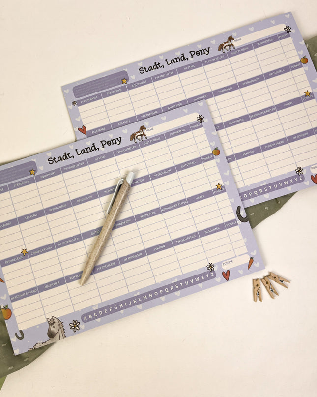 Spielblock Stadt Land Pony – A5 Block 25 Blatt