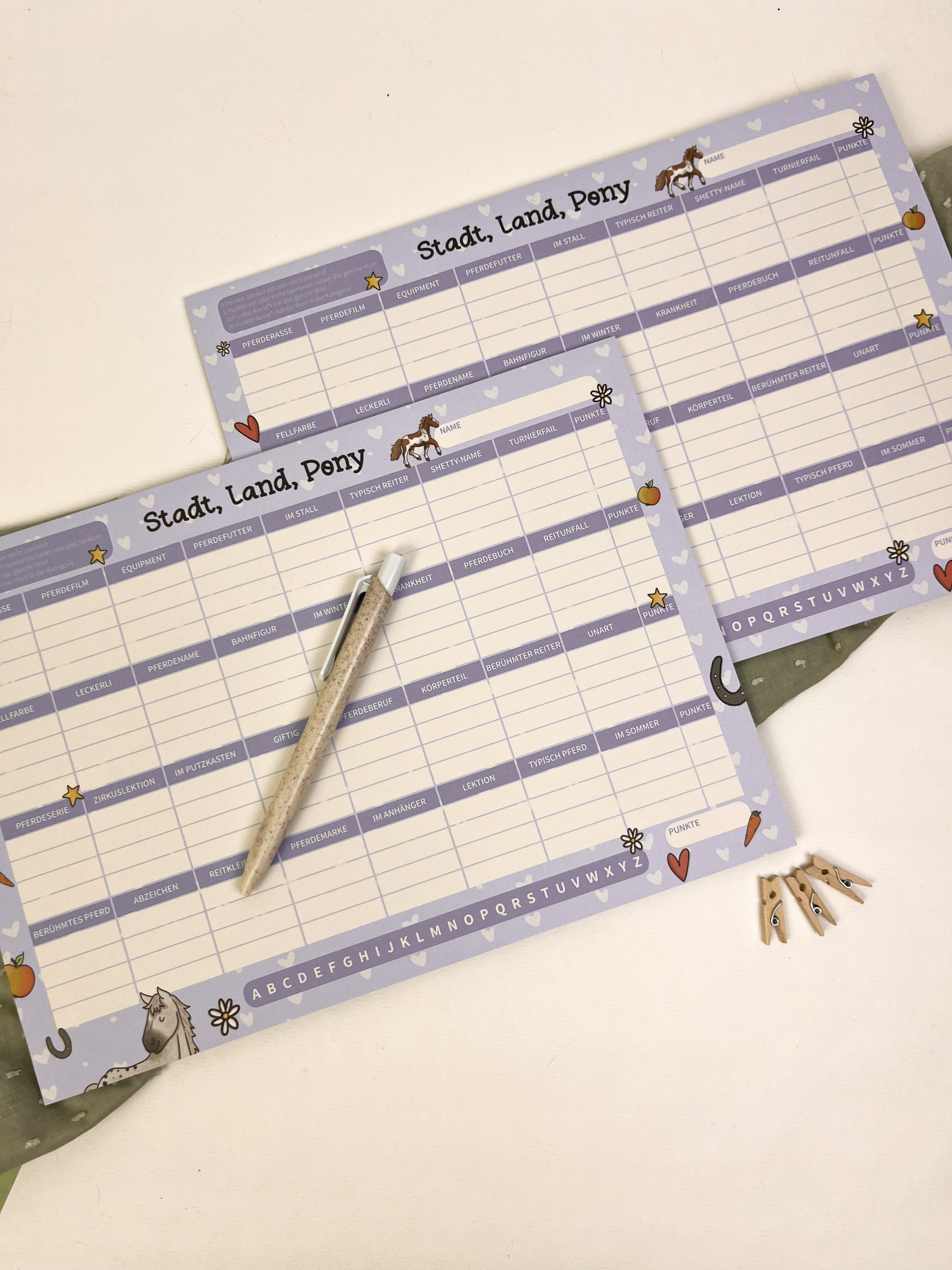 Spielblock Stadt Land Pony – A5 Block 25 Blatt