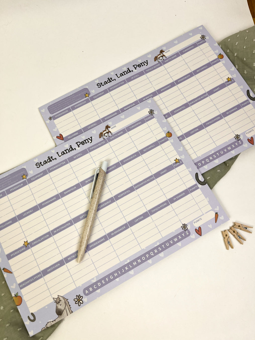 Spielblock Stadt Land Pony – A5 Block 25 Blatt