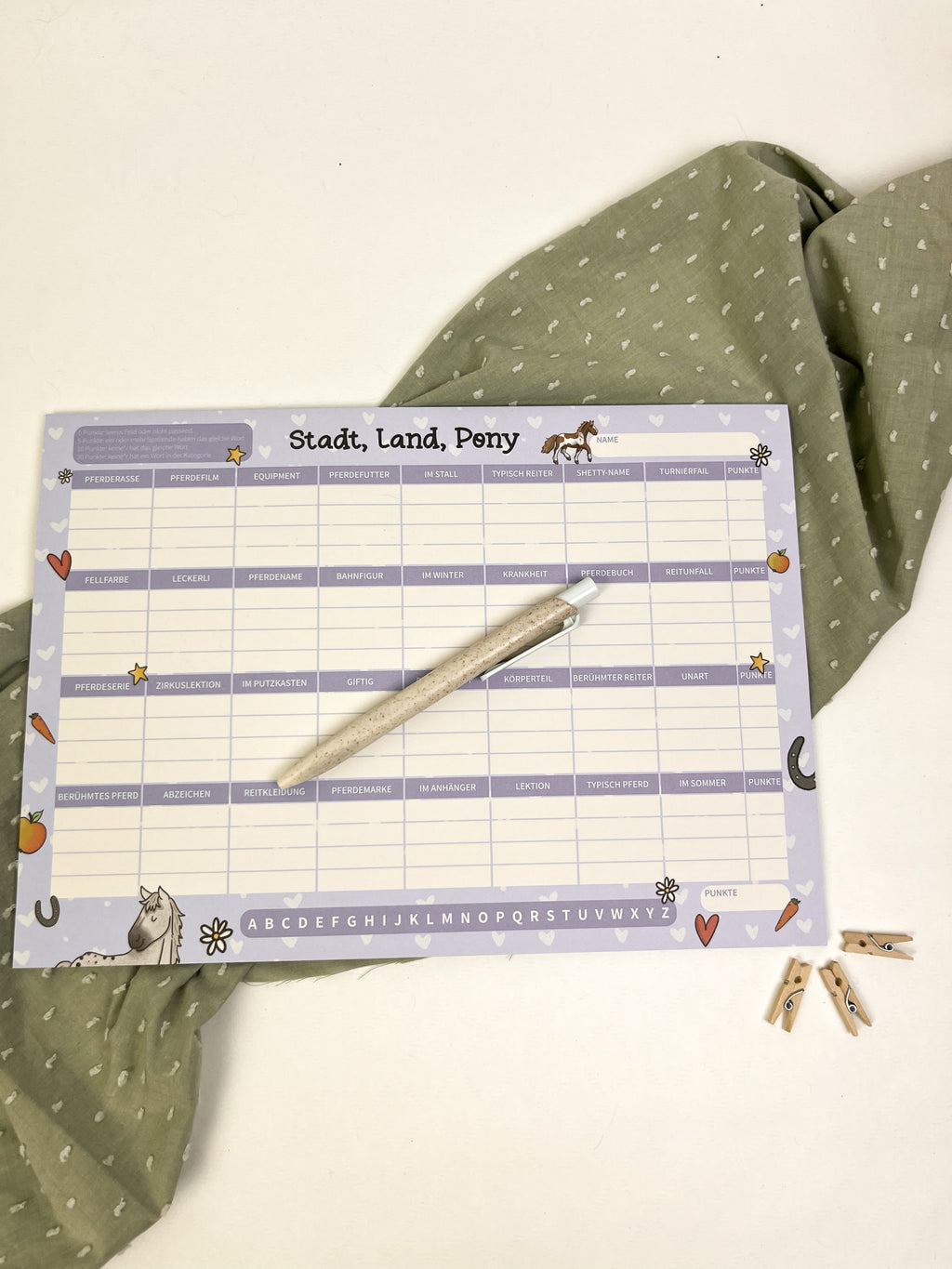 Spielblock Stadt Land Pony – A5 Block 25 Blatt
