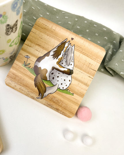 Holzuntersetzer Pferdefreunde