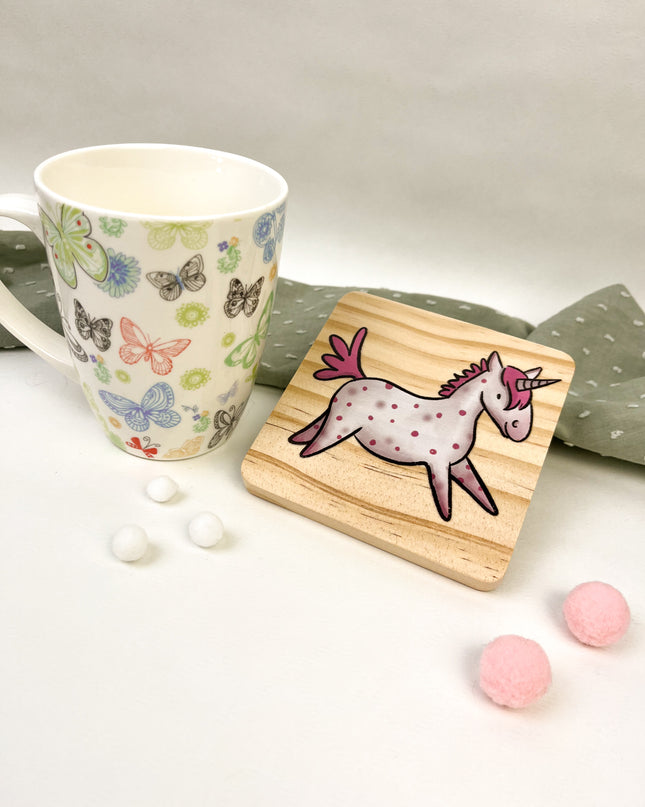 Holzuntersetzer Einhorn