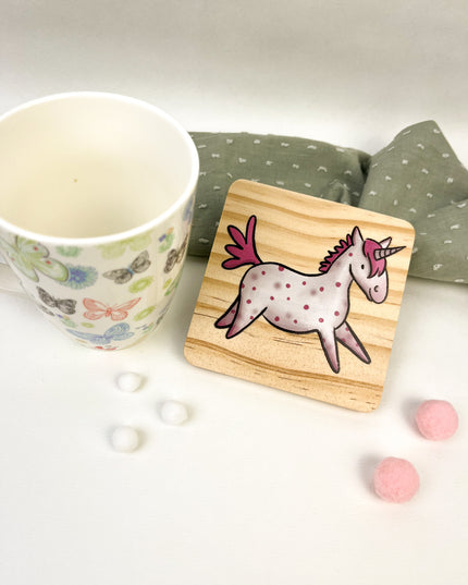 Holzuntersetzer Einhorn