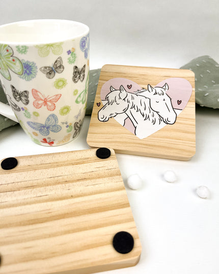 Holzuntersetzer Herzchenponys