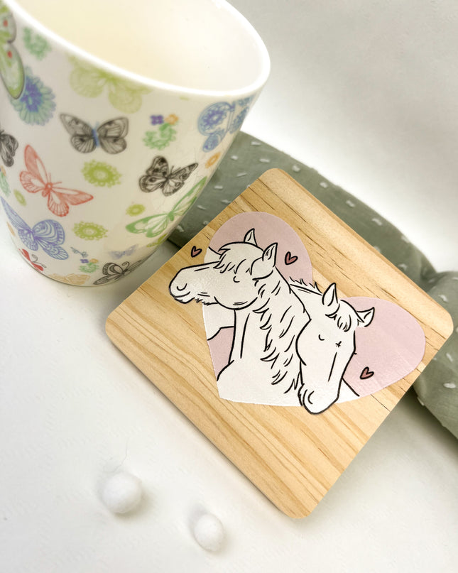 Holzuntersetzer Herzchenponys