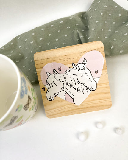 Holzuntersetzer Herzchenponys