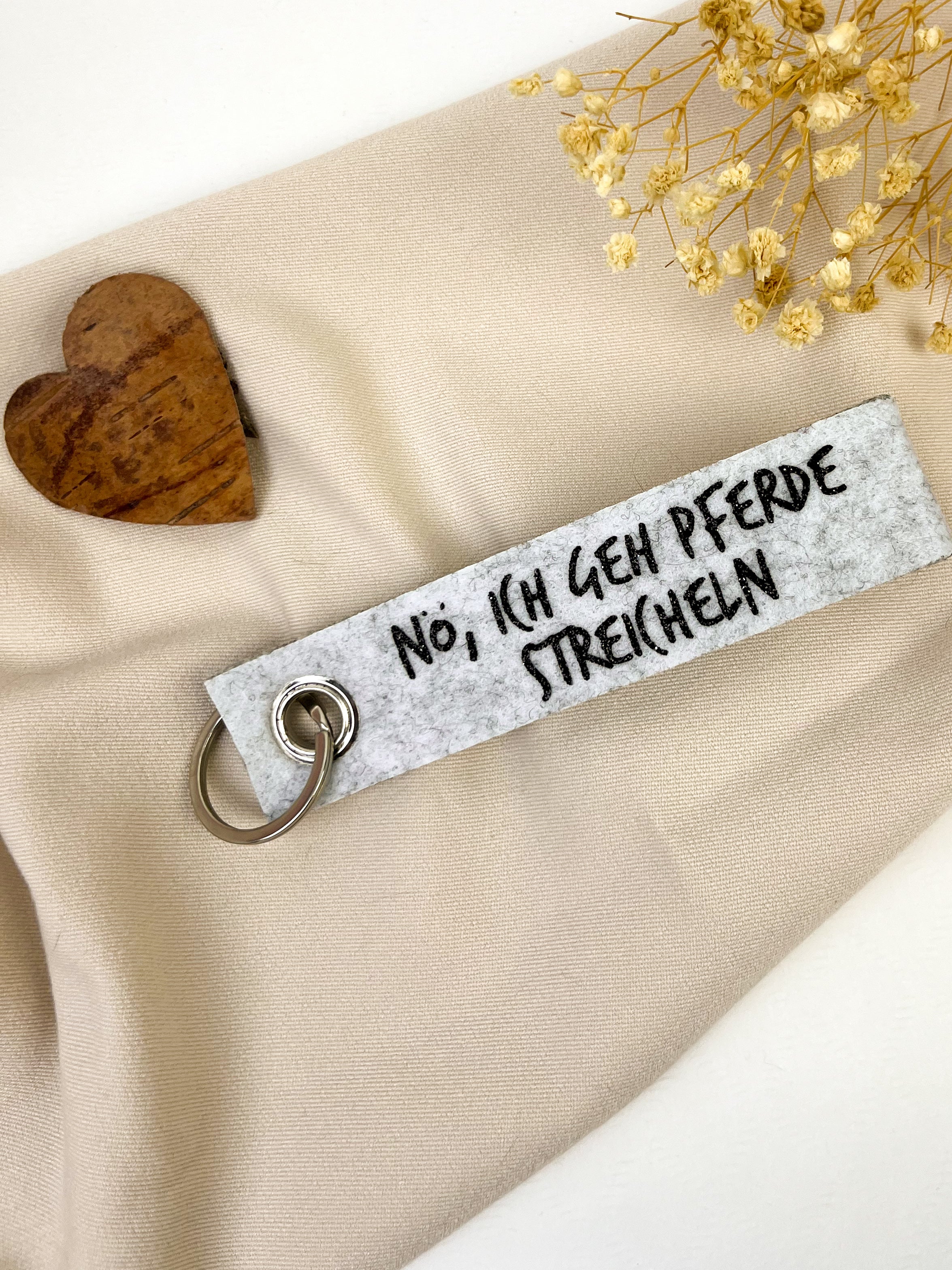 Schlüsselanhänger aus filz "Nö, ich geh Pferde streicheln"