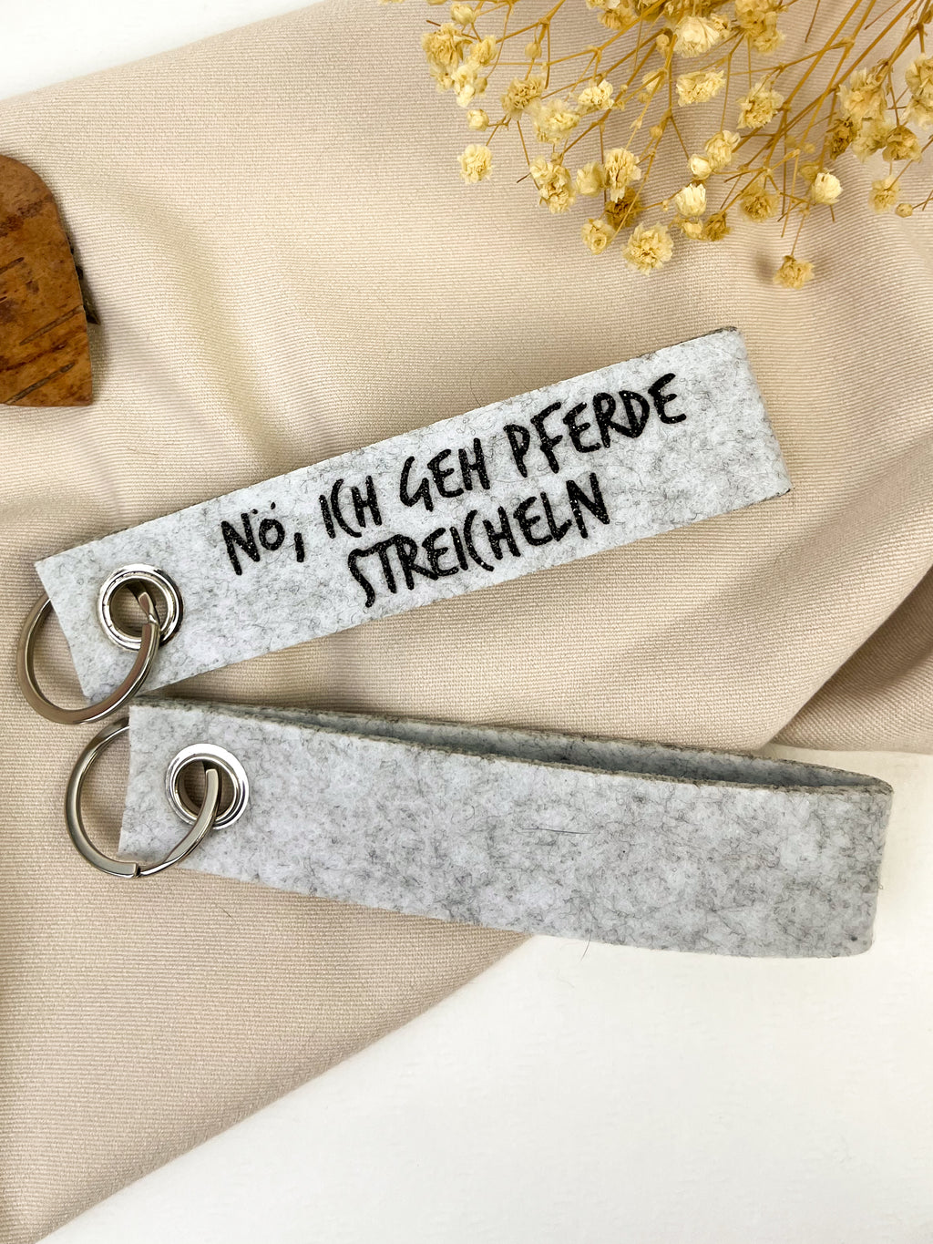 Schlüsselanhänger aus filz "Nö, ich geh Pferde streicheln"