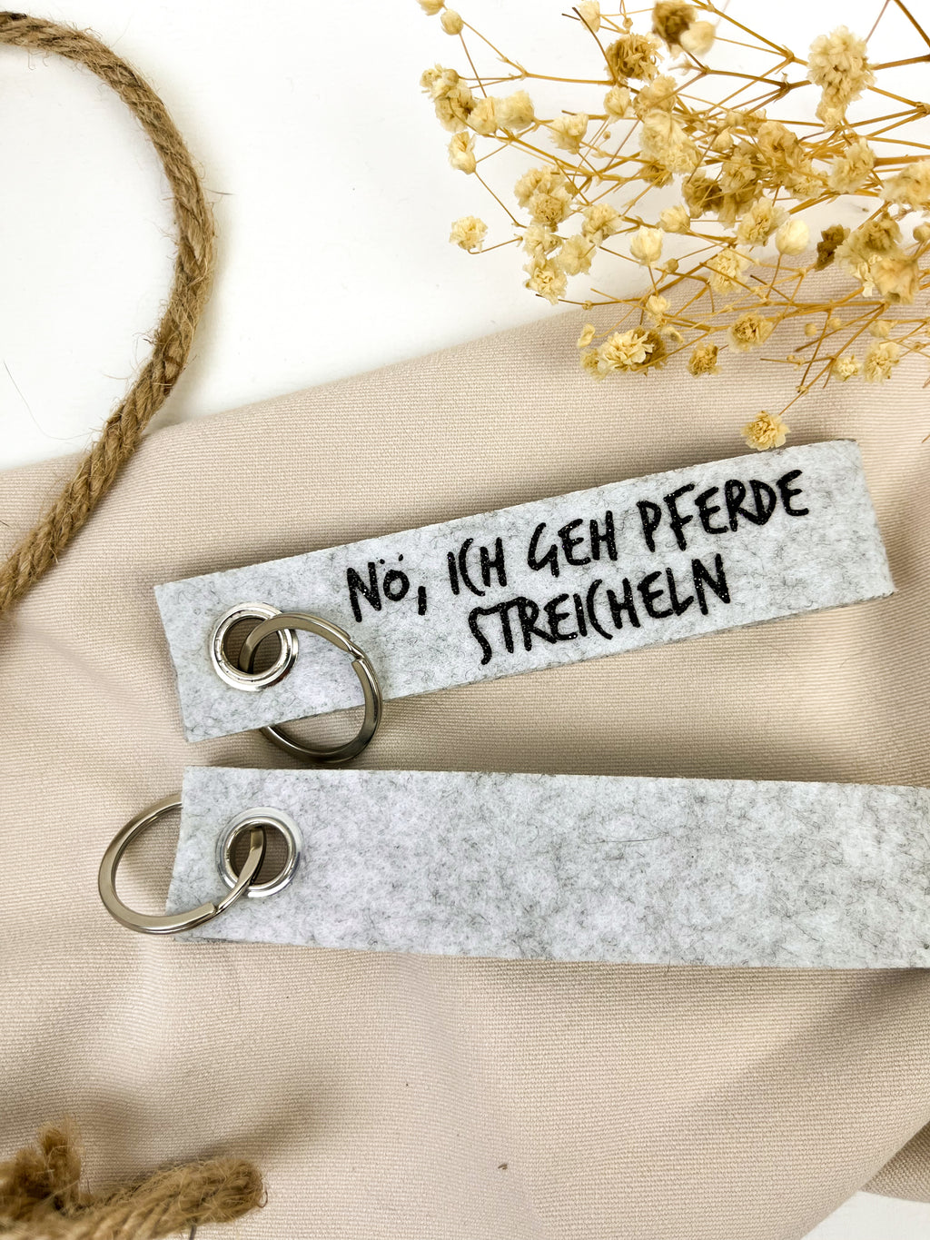 Schlüsselanhänger aus filz "Nö, ich geh Pferde streicheln"