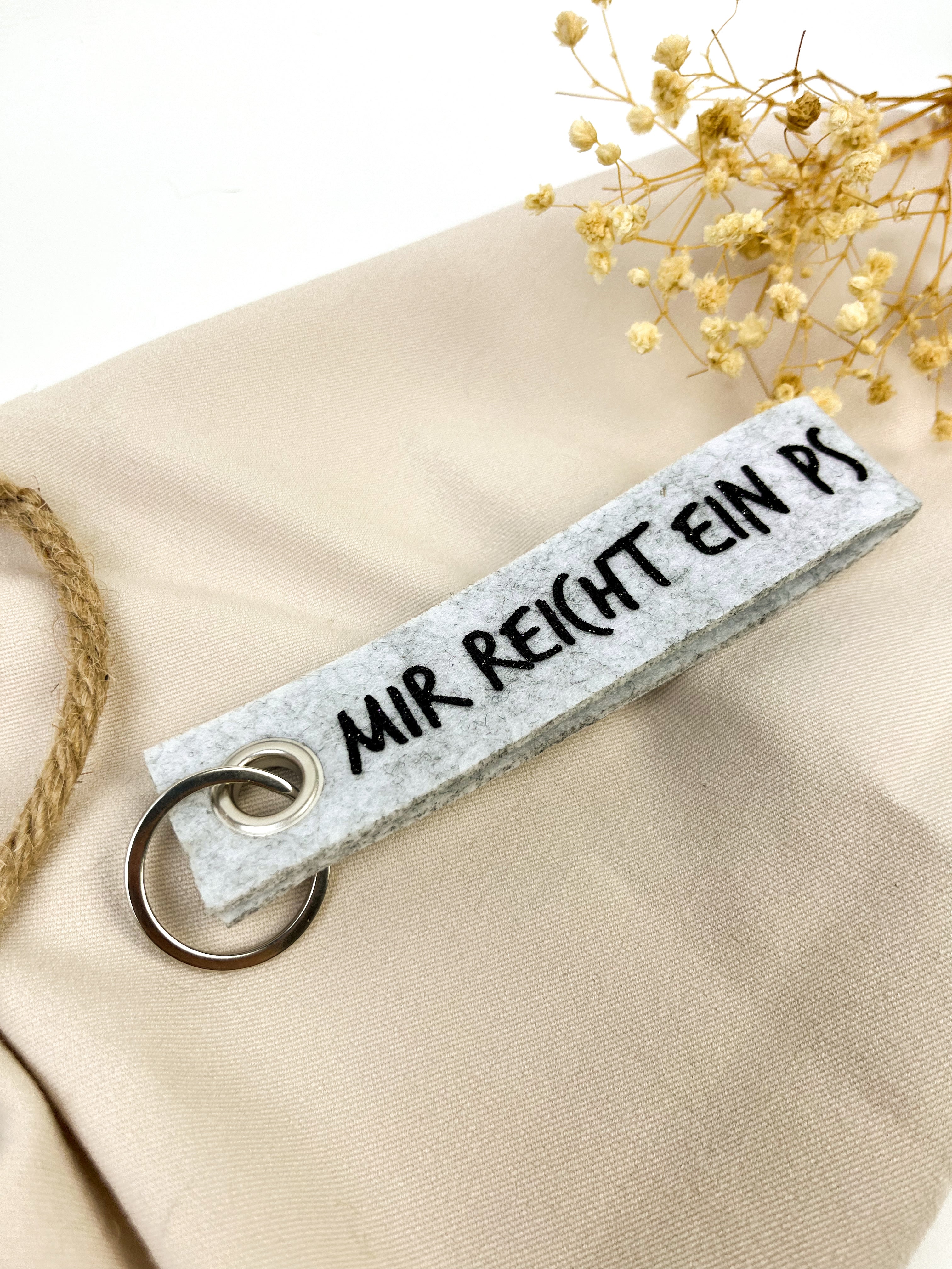 Schlüsselanhänger aus filz "Mir reicht ein PS"