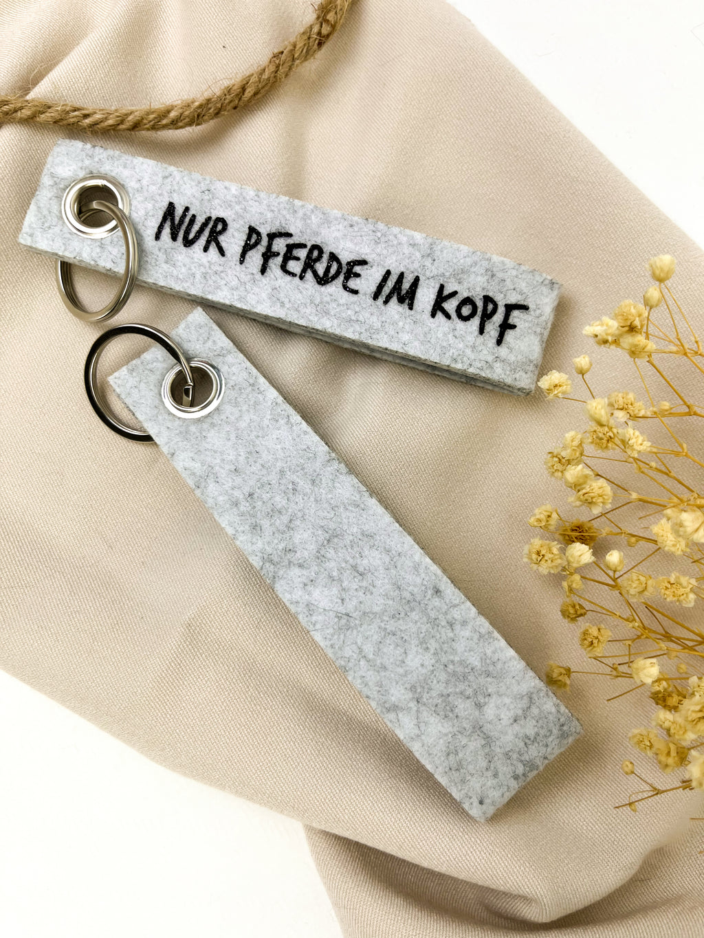 Schlüsselanhänger aus filz "Nur Pferde im Kopf"