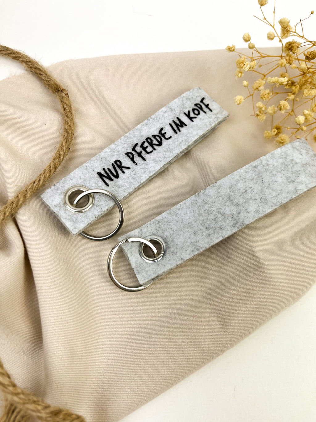 Schlüsselanhänger aus filz "Nur Pferde im Kopf"