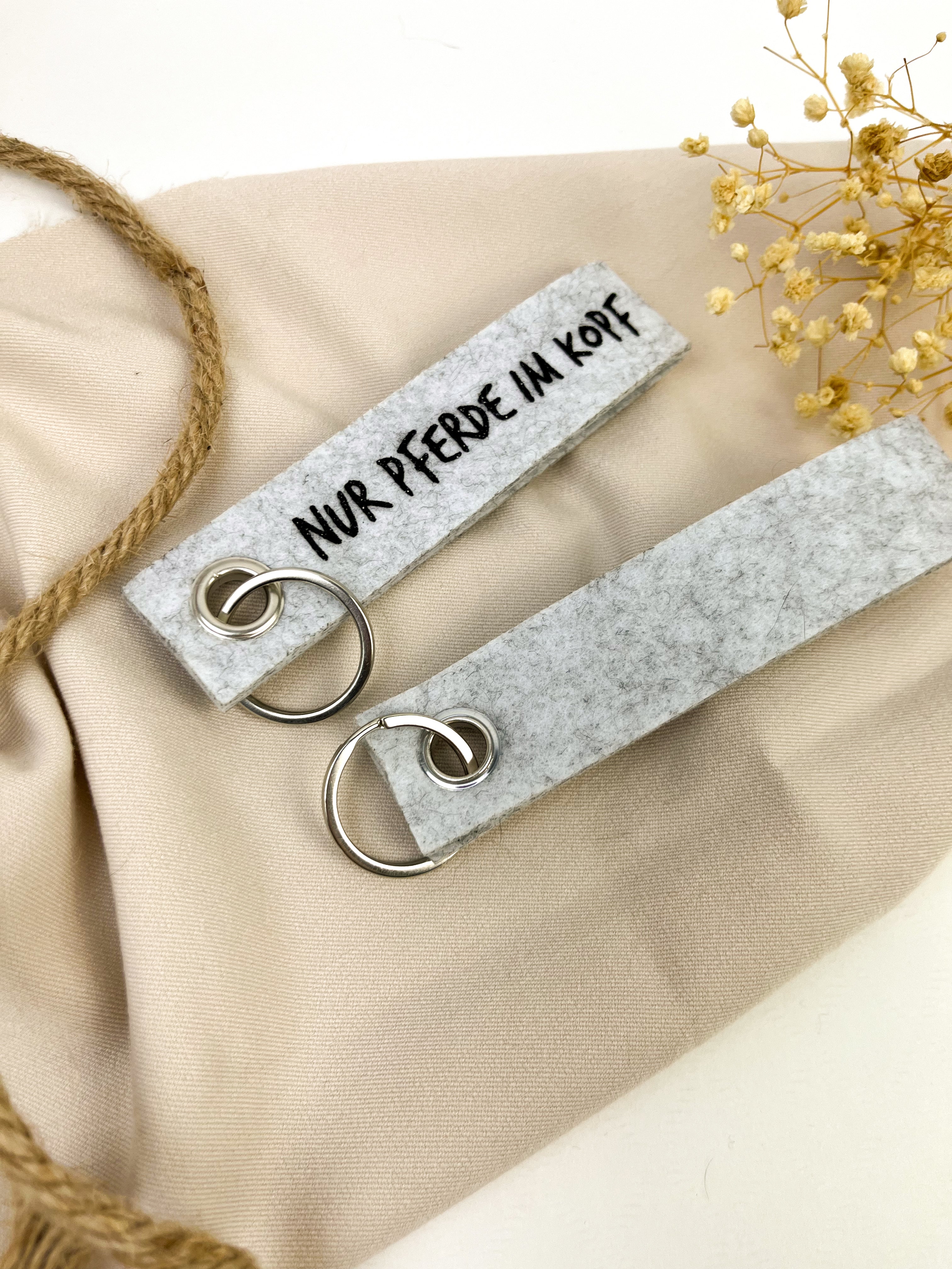 Schlüsselanhänger aus filz "Nur Pferde im Kopf"