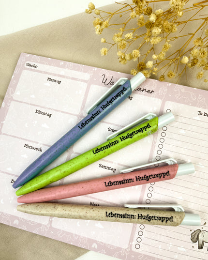 Kugelschreiber aus Stroh-Kunststoff "Lebenssinn: Hufgetrappel"