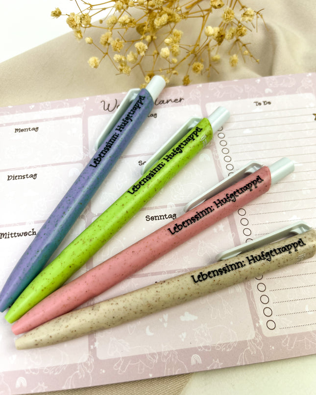 Kugelschreiber aus Stroh-Kunststoff "Lebenssinn: Hufgetrappel"