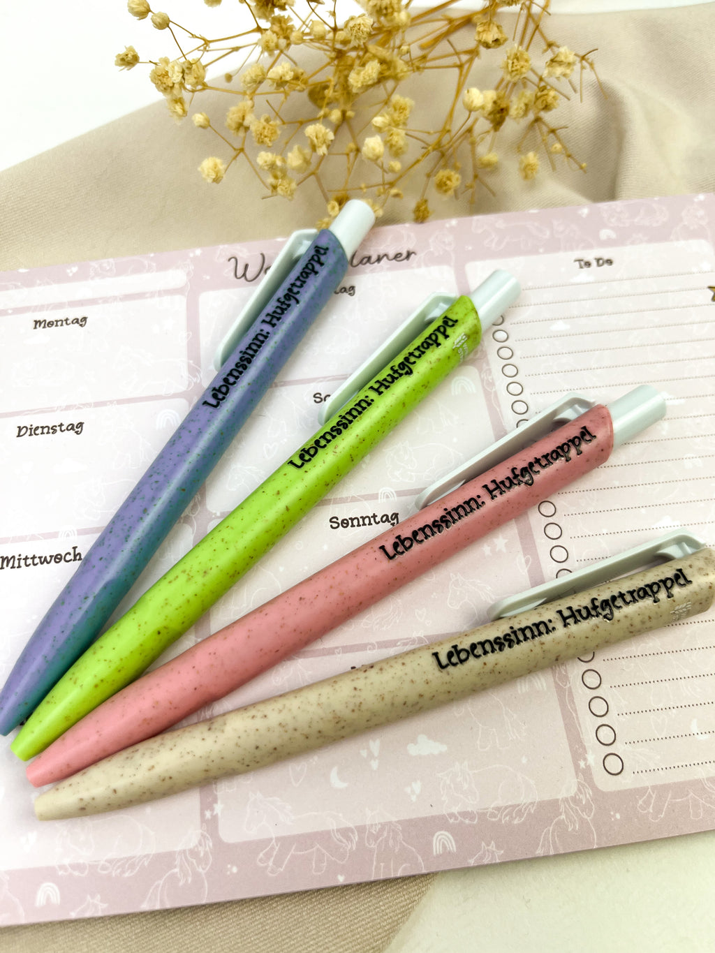 Kugelschreiber aus Stroh-Kunststoff "Lebenssinn: Hufgetrappel"