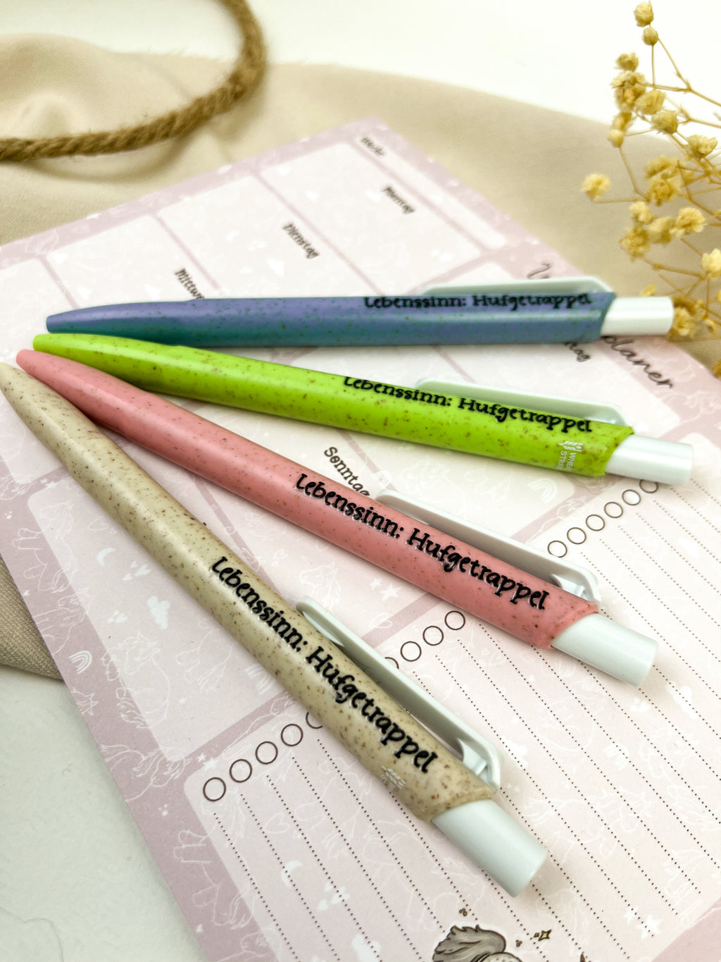 Kugelschreiber aus Stroh-Kunststoff "Lebenssinn: Hufgetrappel"