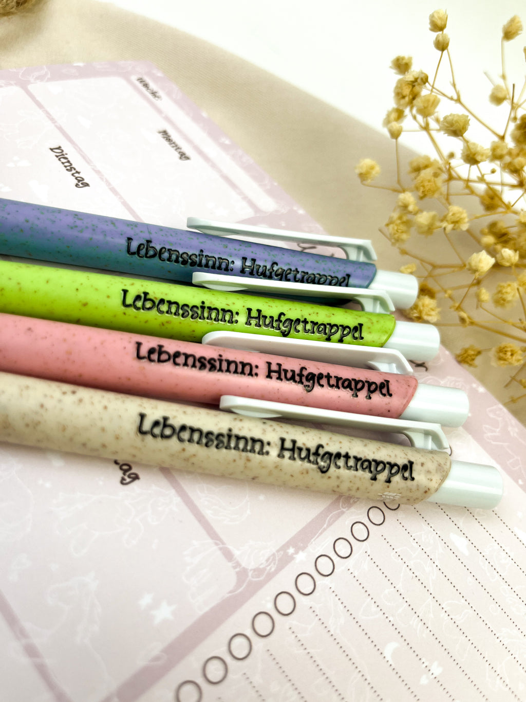 Kugelschreiber aus Stroh-Kunststoff "Lebenssinn: Hufgetrappel"