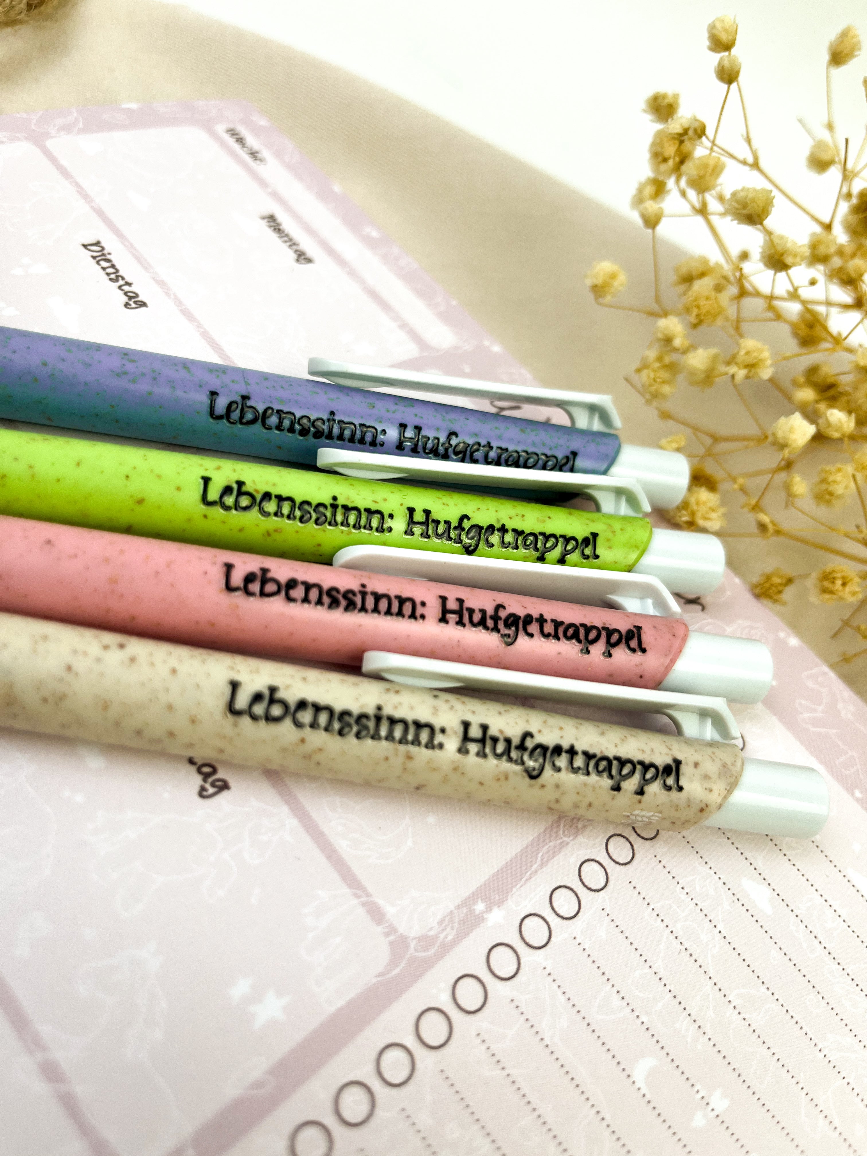 Kugelschreiber aus Stroh-Kunststoff "Lebenssinn: Hufgetrappel"