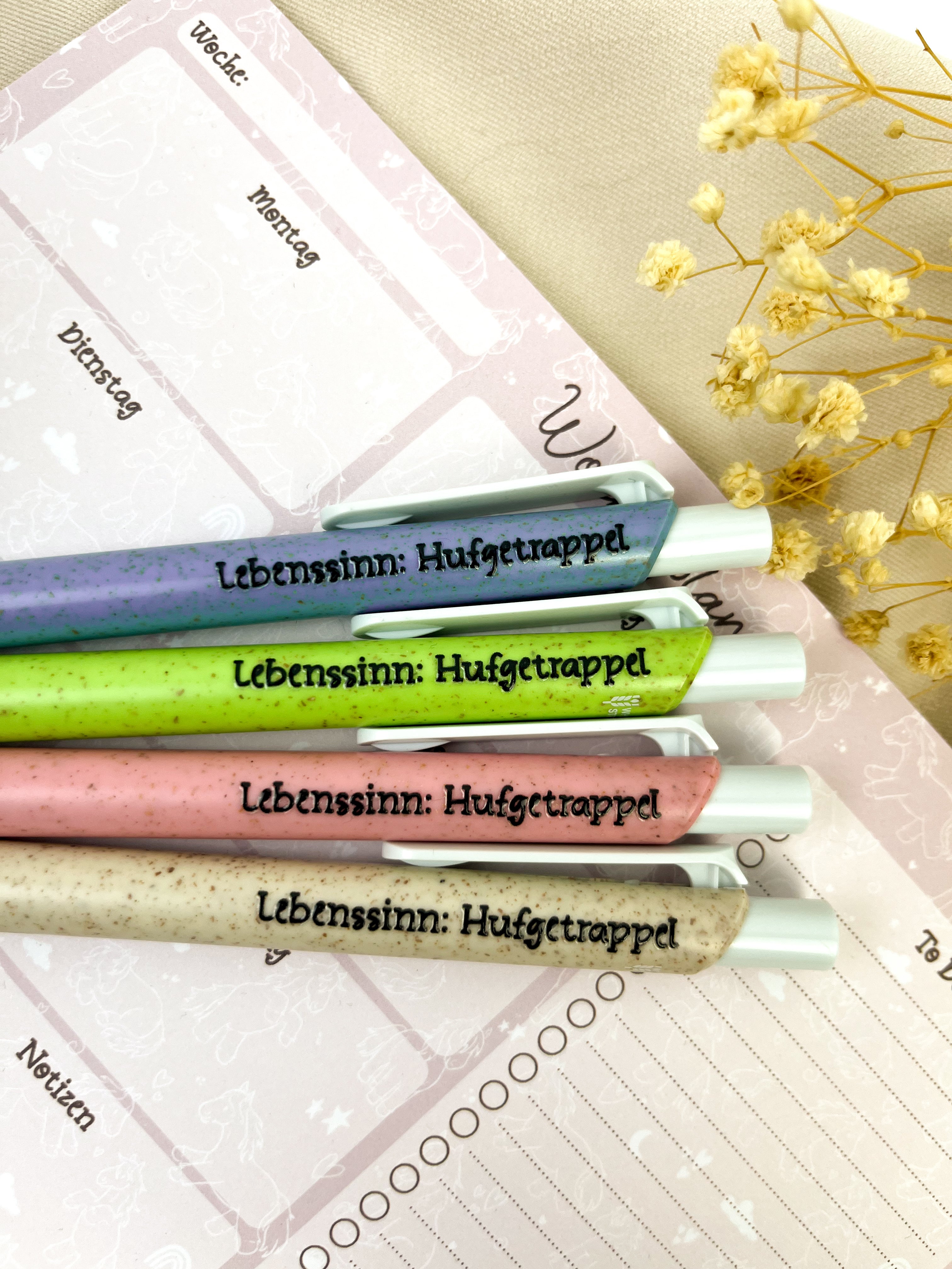 Kugelschreiber aus Stroh-Kunststoff "Lebenssinn: Hufgetrappel"