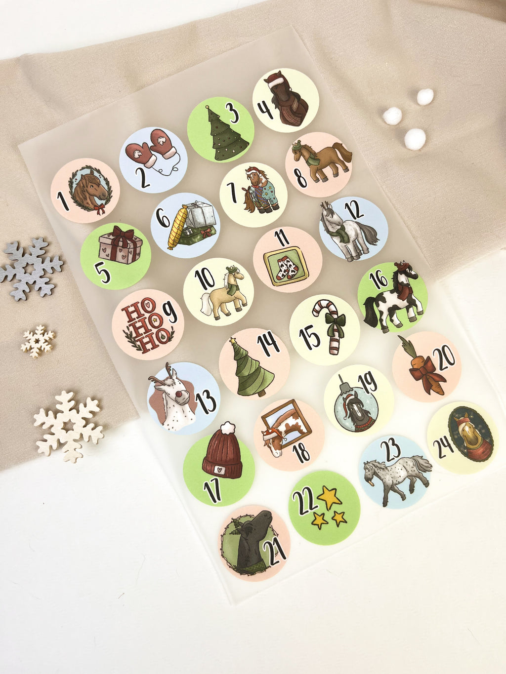 Bügelbilder für Adventskalender - 24er Set