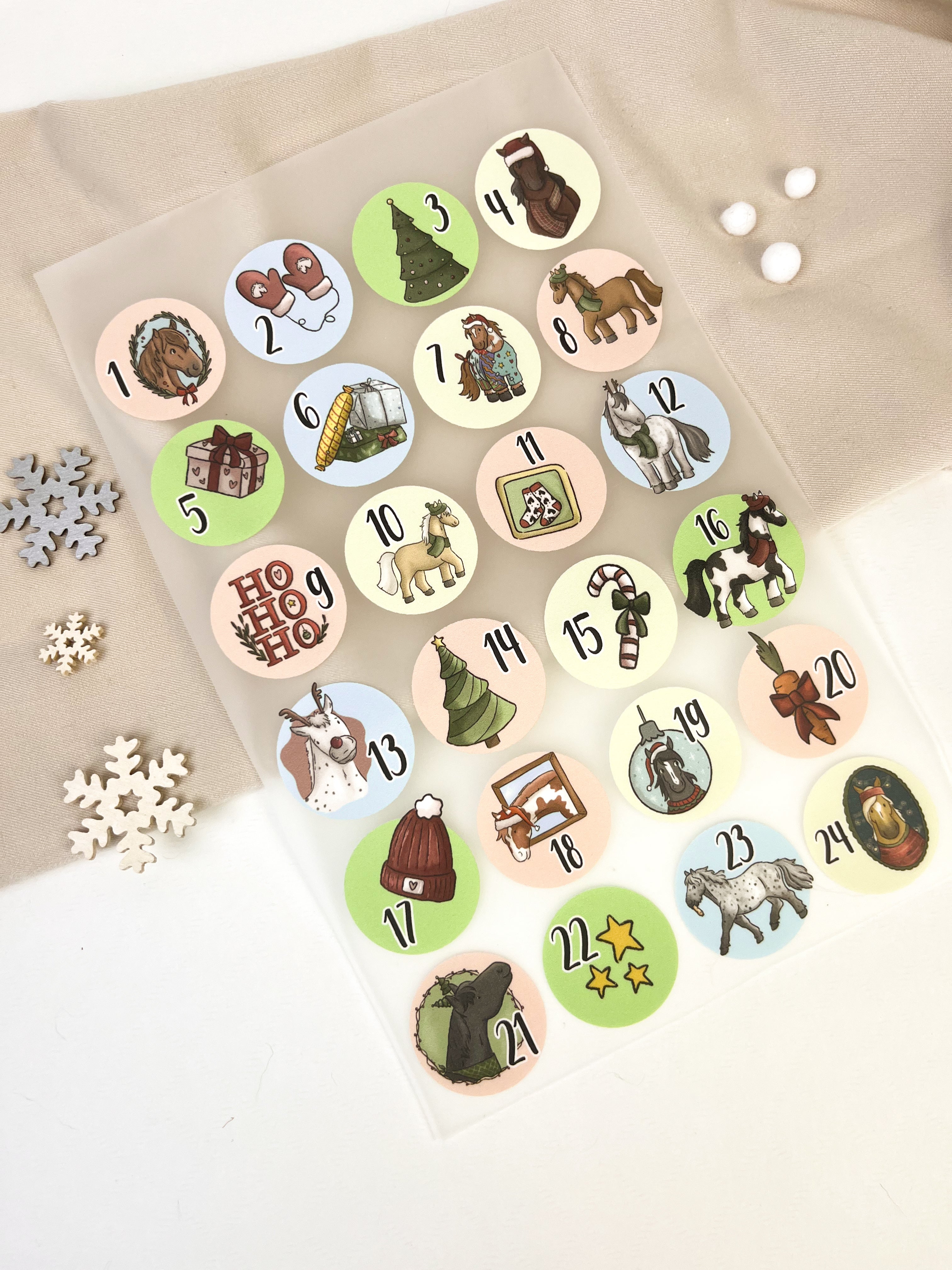 Bügelbilder für Adventskalender - 24er Set