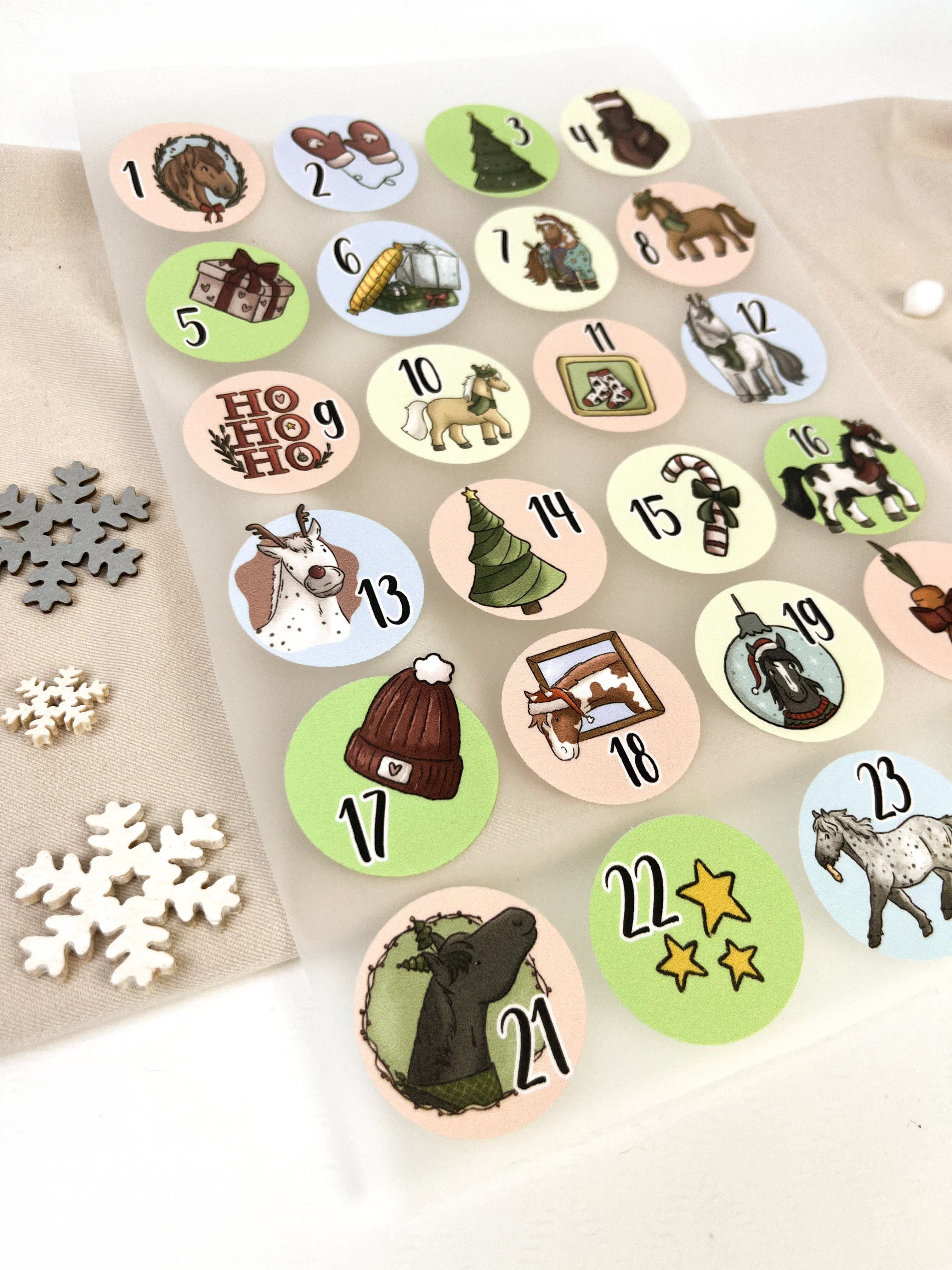 Bügelbilder für Adventskalender - 24er Set