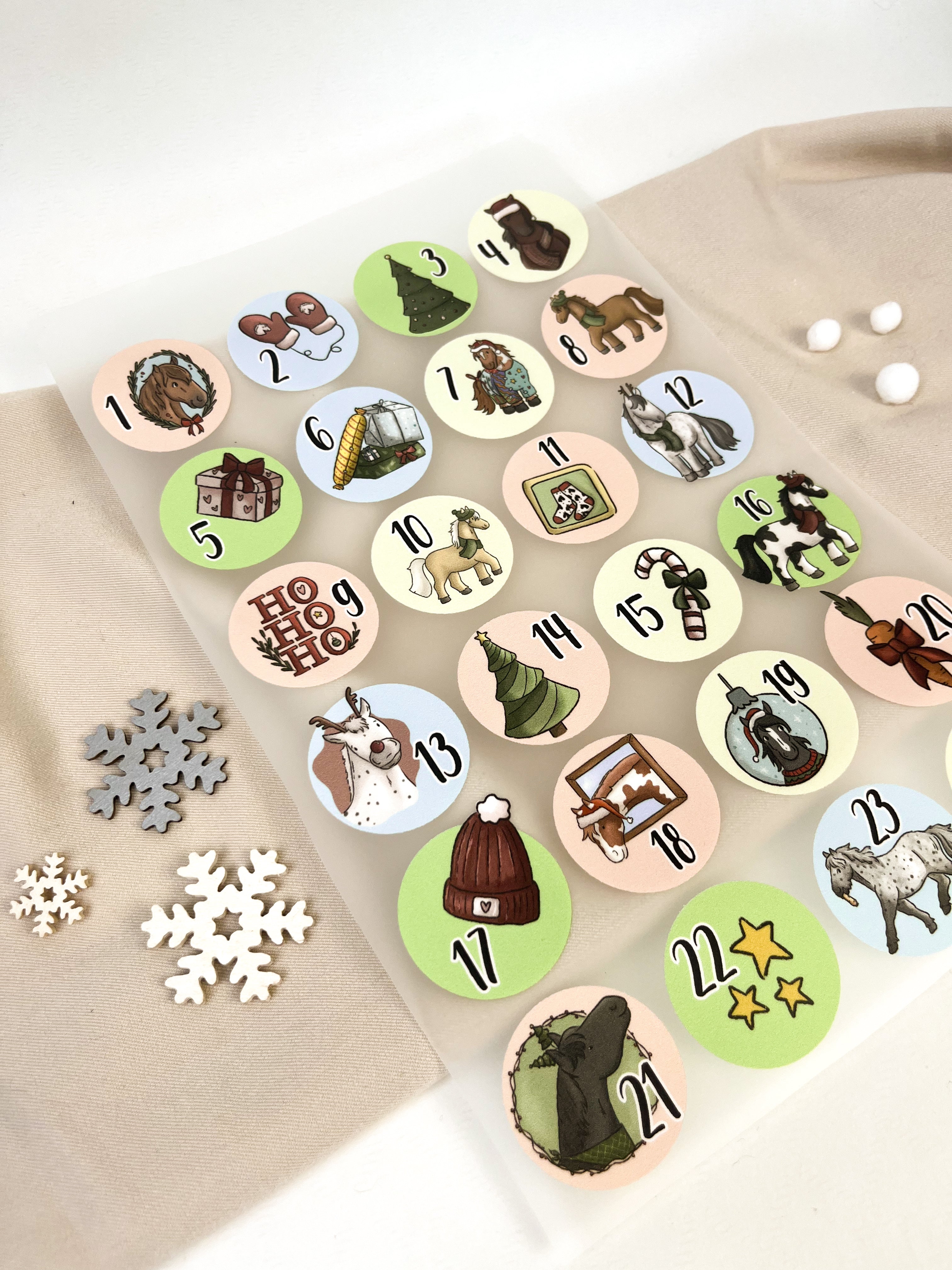 Bügelbilder für Adventskalender - 24er Set