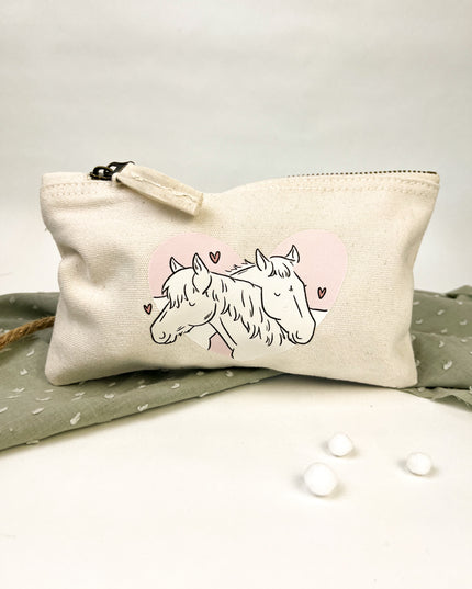 Kulturbeutel / Federmäppchen "Herzchenpferde"
