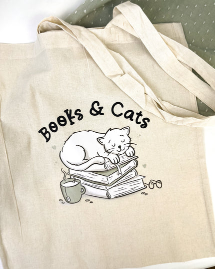 Baumwollbeutel "Books & Cats"