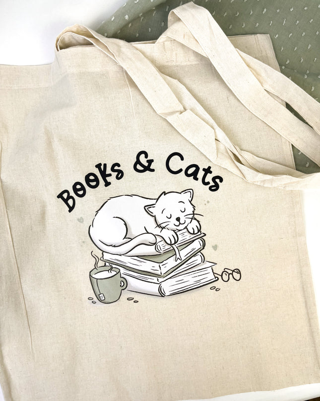 Baumwollbeutel "Books & Cats"