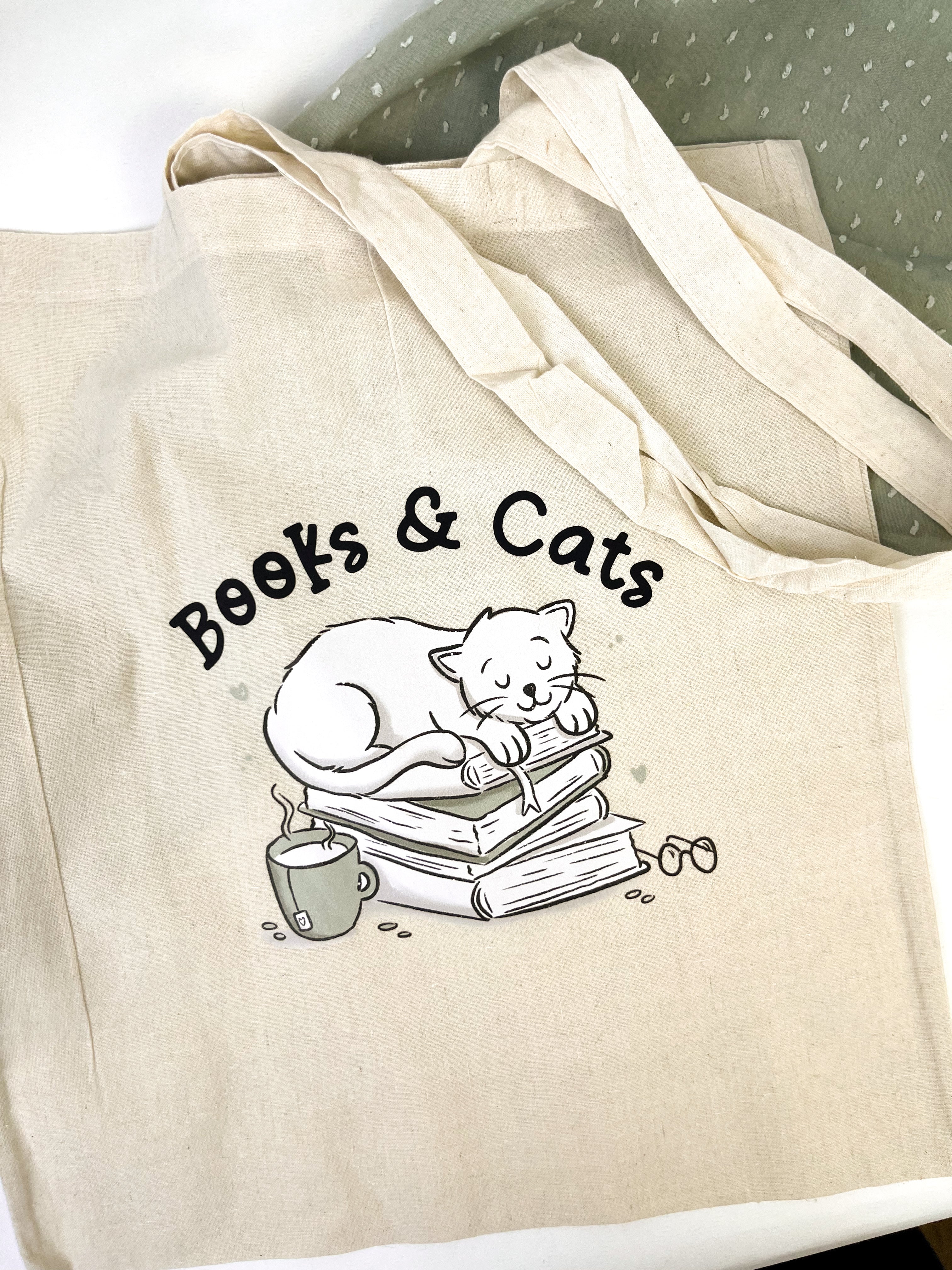 Baumwollbeutel "Books & Cats"