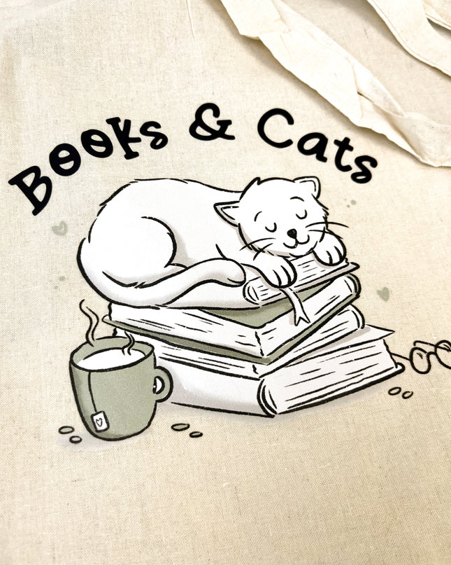 Baumwollbeutel "Books & Cats"