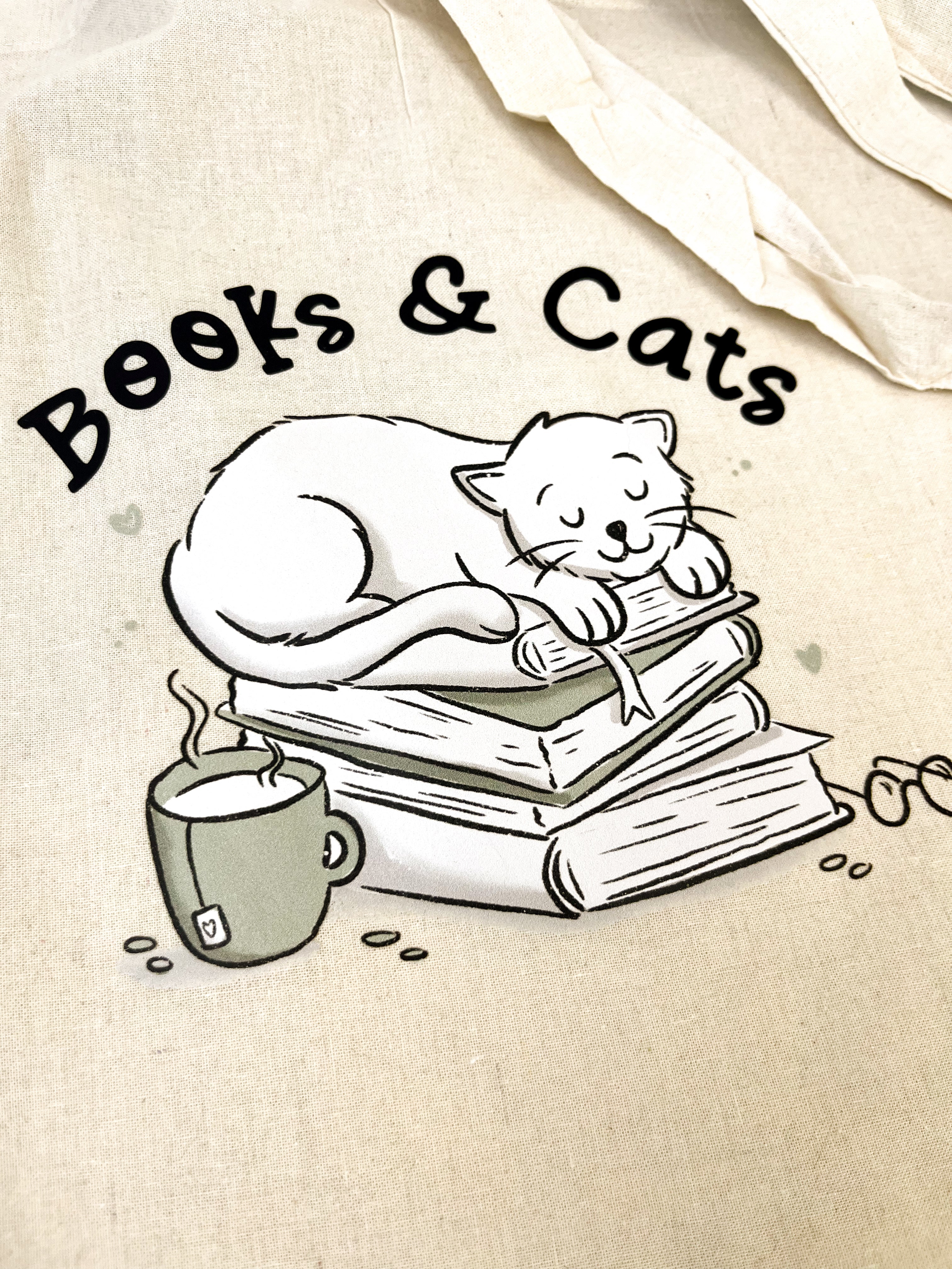 Baumwollbeutel "Books & Cats"