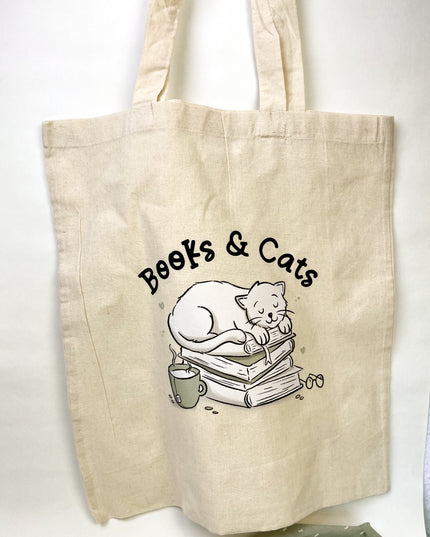 Baumwollbeutel "Books & Cats"