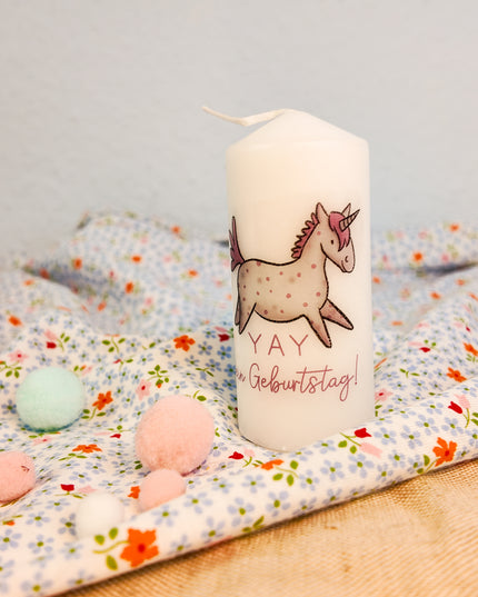 Kerze mit Pferdemotiv “Einhorn (Geburtstag)”