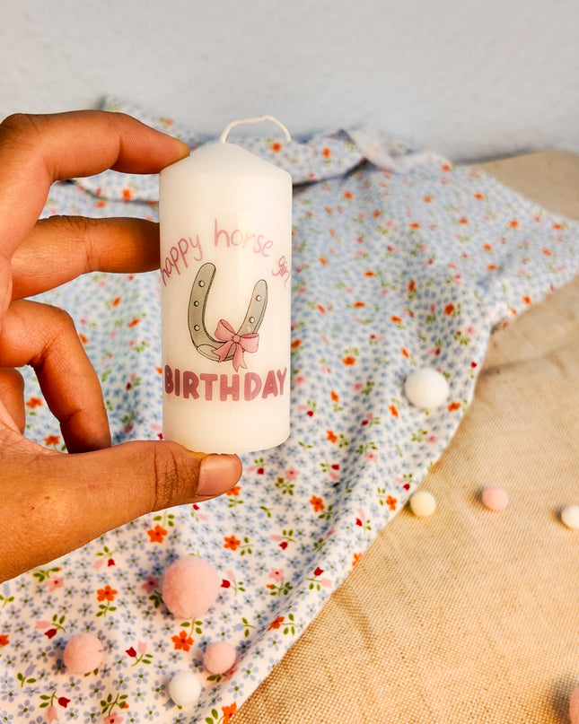 Kerze mit Pferdemotiv “Happy Horse Girl Birthday”