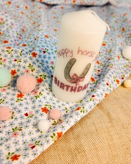 Kerze mit Pferdemotiv “Happy Horse Girl Birthday”