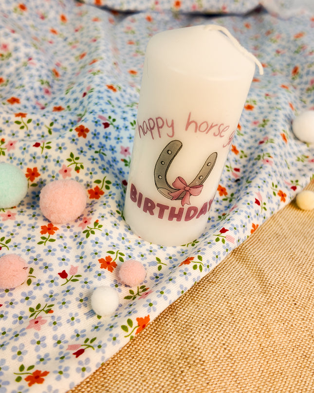 Kerze mit Pferdemotiv “Happy Horse Girl Birthday”