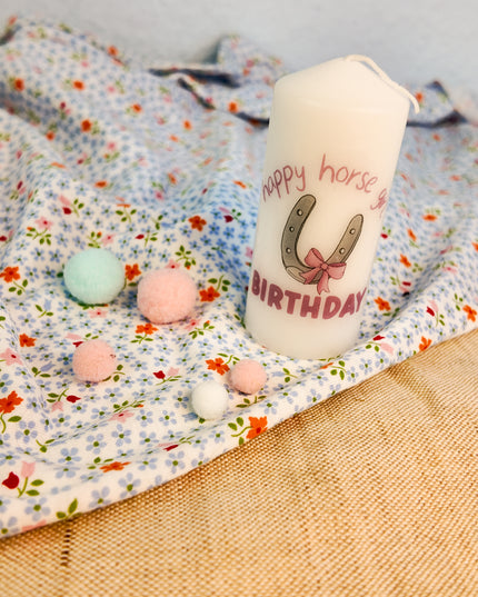 Kerze mit Pferdemotiv “Happy Horse Girl Birthday”