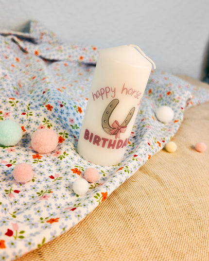 Kerze mit Pferdemotiv “Happy Horse Girl Birthday”